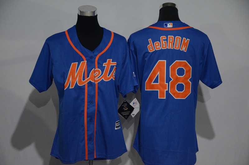 Womens 2017 MLB New York Mets #48 deGrom Blue Jerseys->->Women Jersey